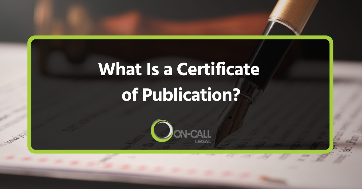 what is a certificate of publication